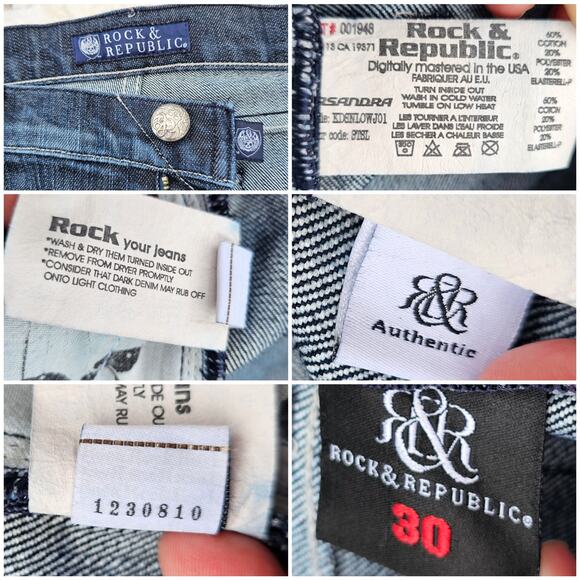 Bootcut Jeans Rock Republic Kasandra Size 30 Dark Stretch Denim Logo Embroidery - Picture 5 of 10